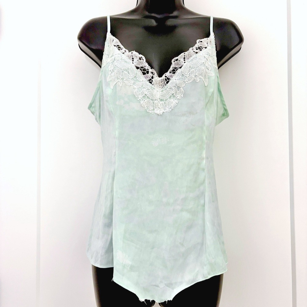 Intimately Free People Bodysuit Lace Trim Tie Dye Medium Mint Green
